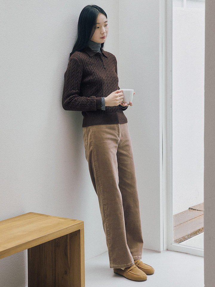 여성) 코듀로이 세미와이드 팬츠