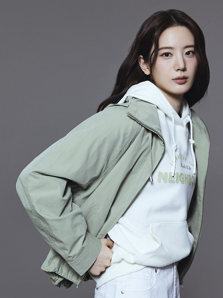 여성) 더블니트 그래픽 후드티