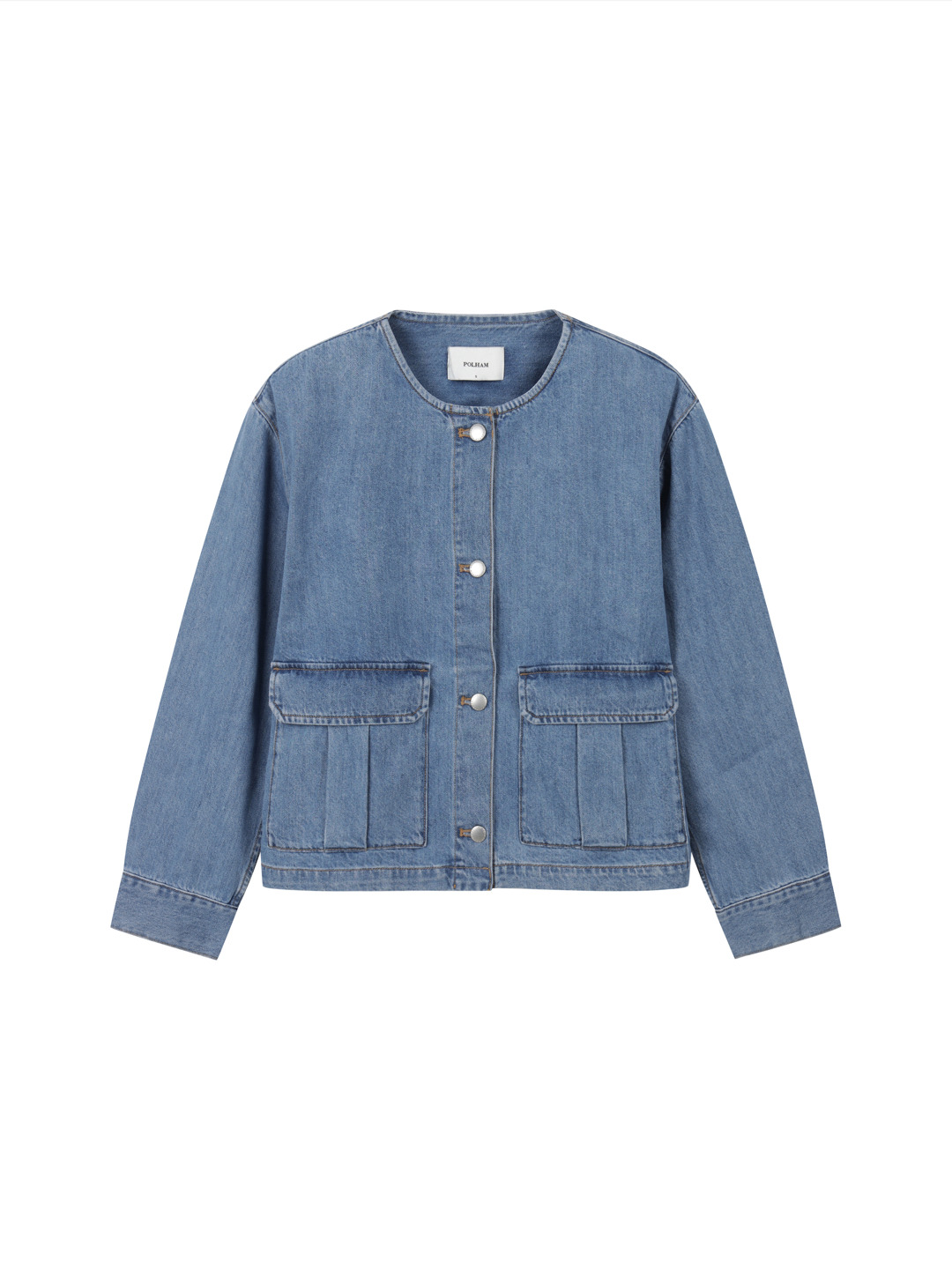 여성) 긴팔 라운드넥 데님 자켓