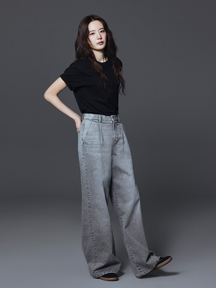 여성) 쿨링 컴포드 슈퍼와이드핏 데님 팬츠
