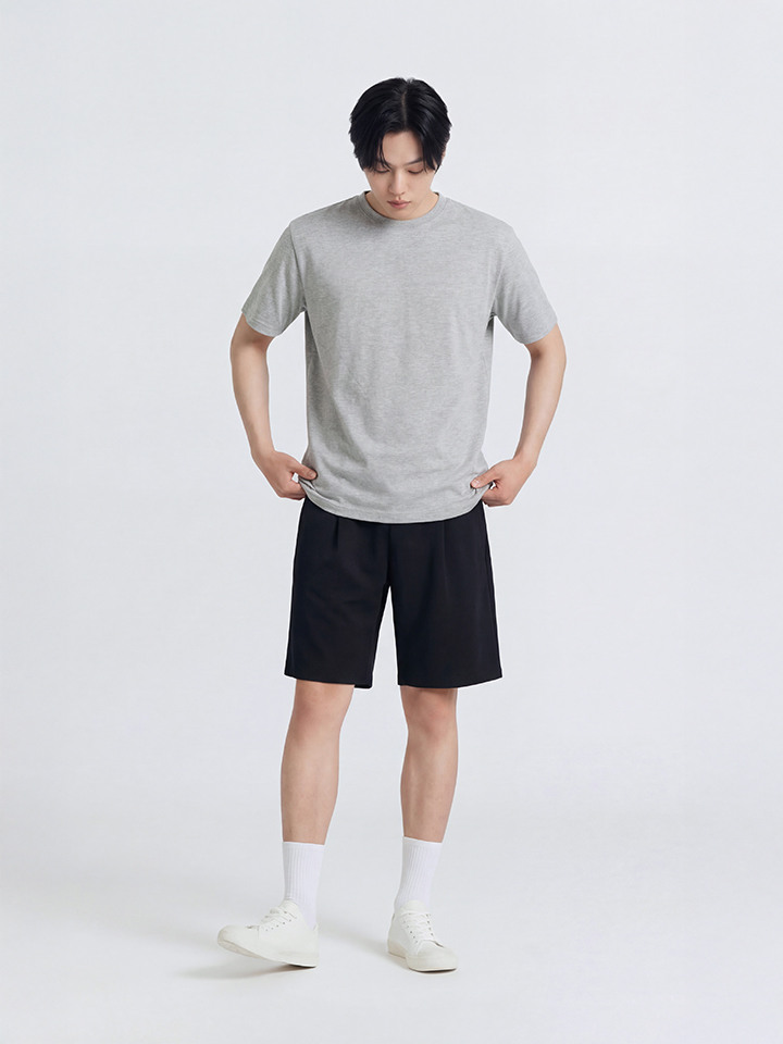 공용) 더블니트  턱 6부 버뮤다 쇼츠