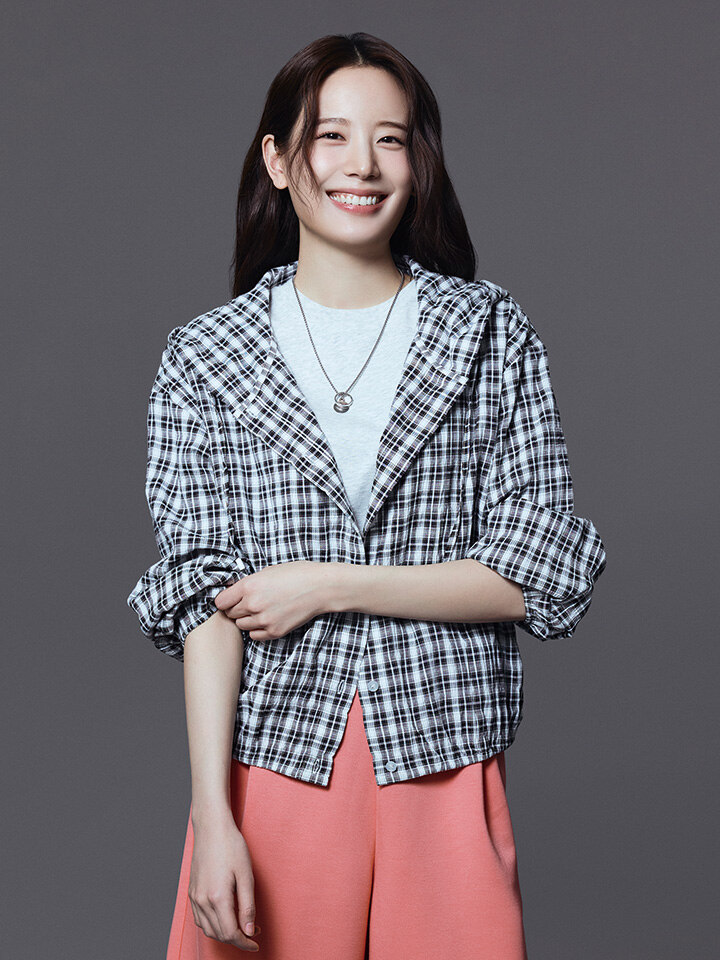 여성) 체크 후드 긴팔 셔켓