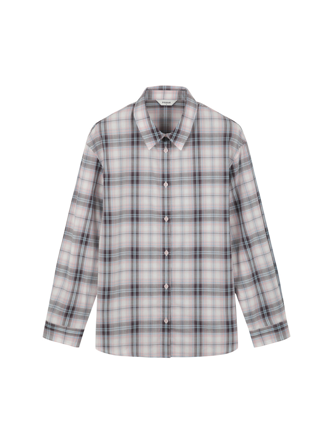 여성) 코튼 체크 긴팔 셔츠