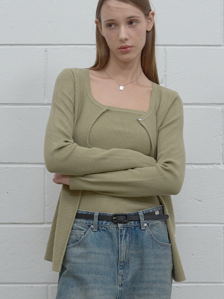 스퀘어넥 가디건 & 나시 SET