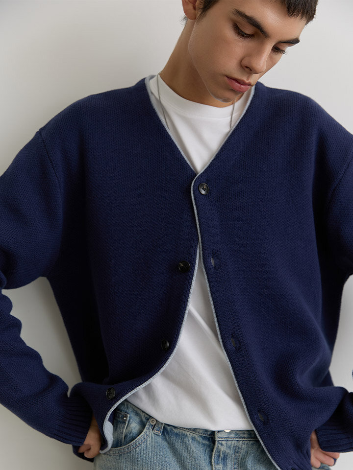 브이넥 레이어드 가디건