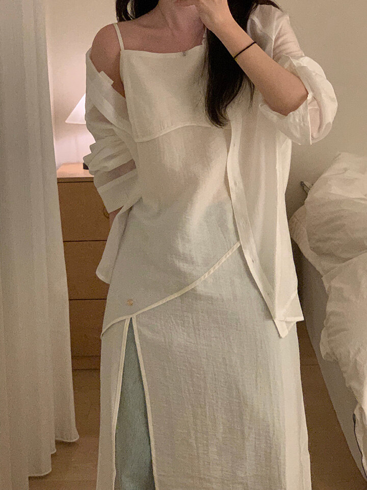 쉬어 레이어드 롱 원피스