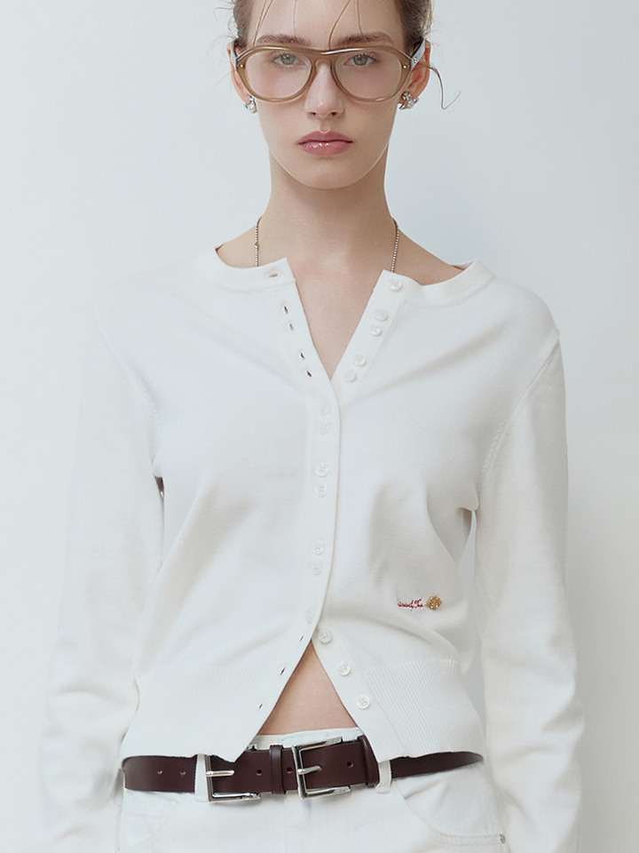 여성) 베이직 라운드 니트 가디건