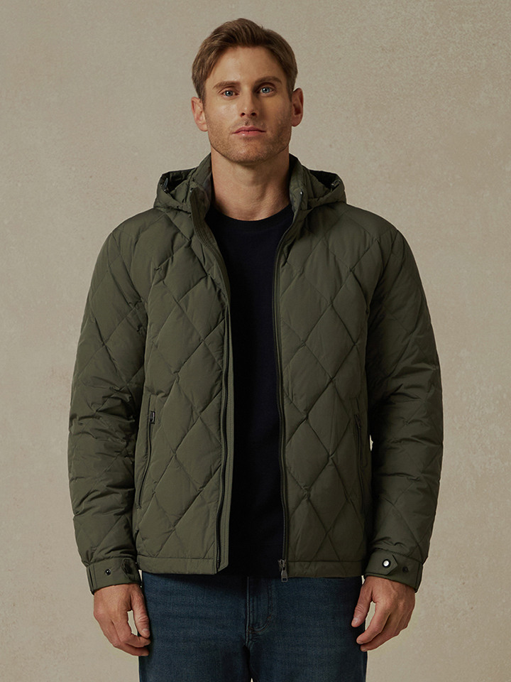 남성) 다이아 퀼팅 후드 탈부착 다운 점퍼