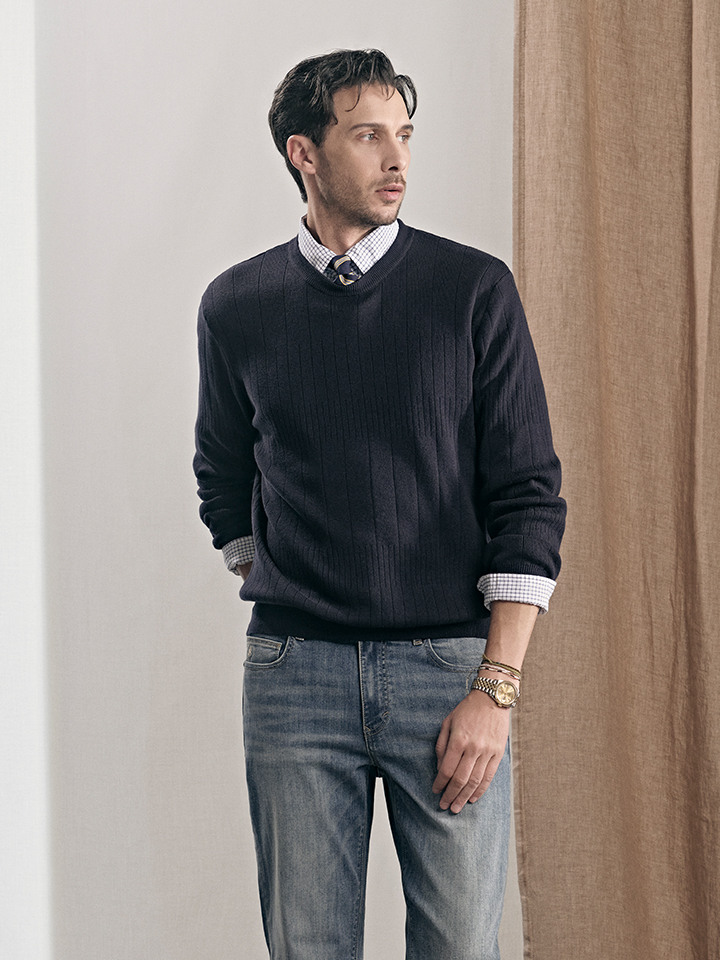 남성) 버티칼 라운드 스웨터